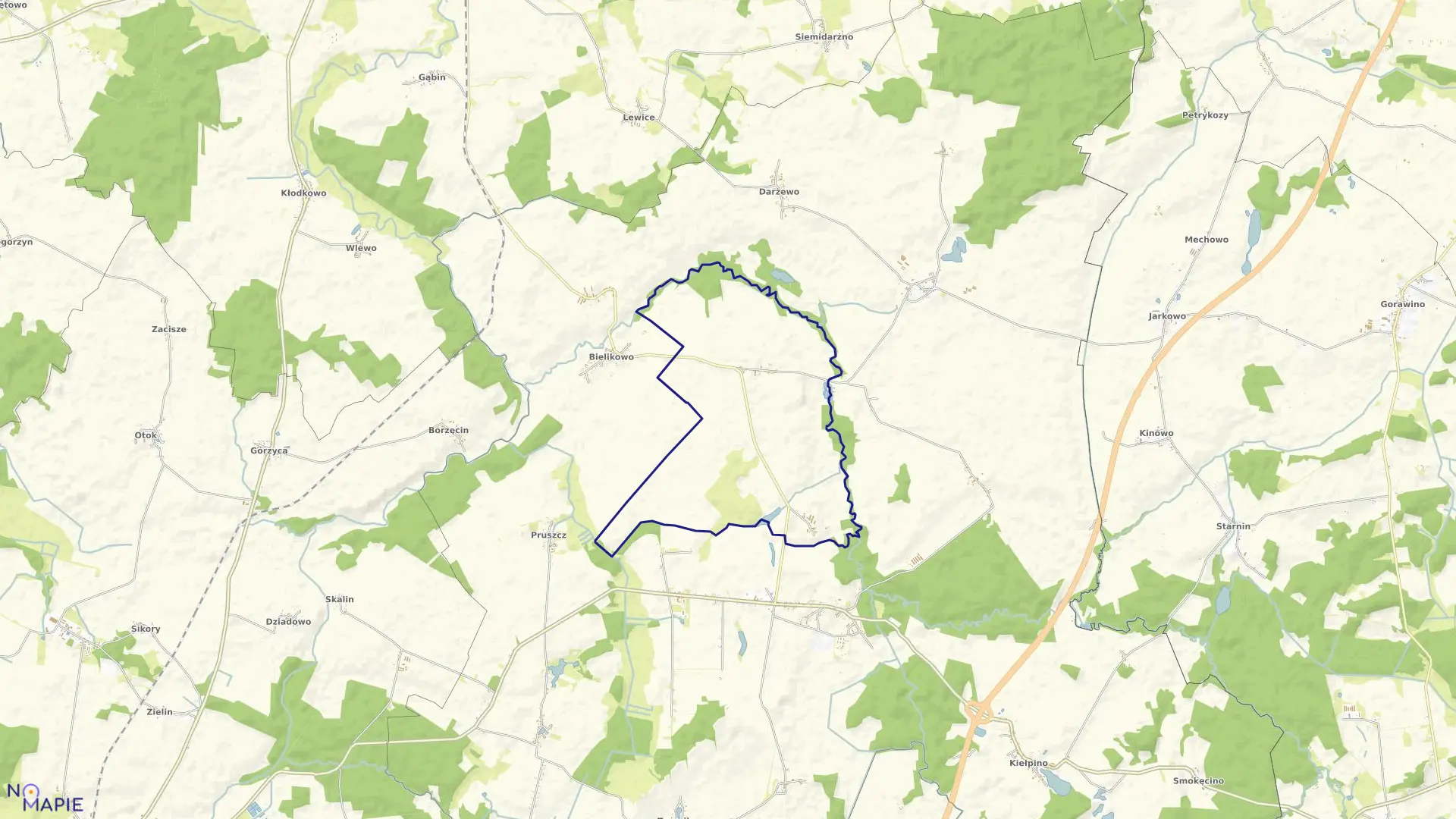 Mapa obrębu Mołstowo w gminie Brojce